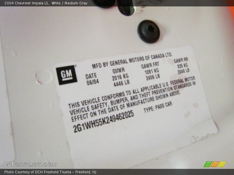 White / Medium Gray 2004 Chevrolet Impala LS
