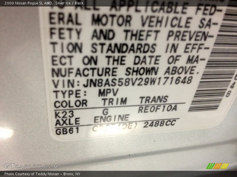 Silver Ice / Black 2009 Nissan Rogue SL AWD