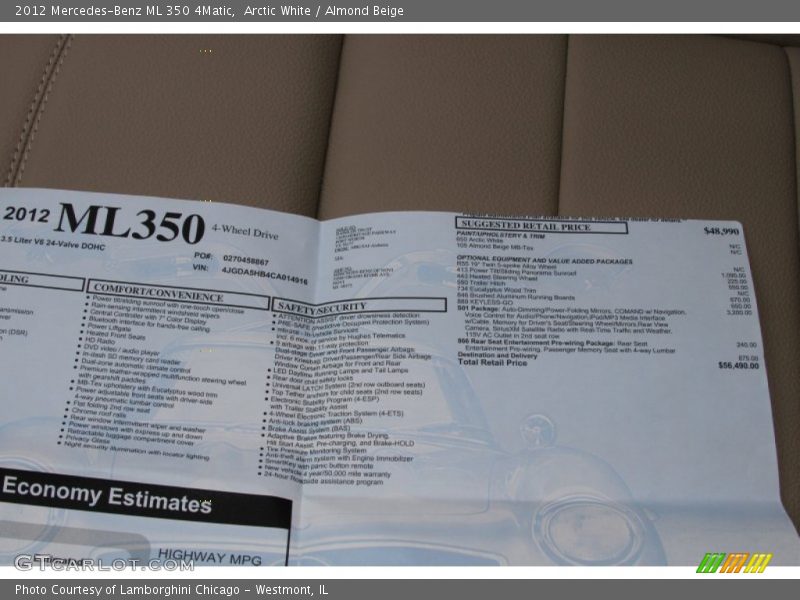 Arctic White / Almond Beige 2012 Mercedes-Benz ML 350 4Matic