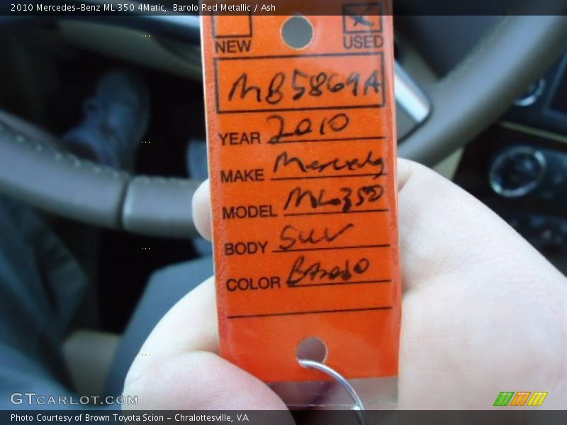 Barolo Red Metallic / Ash 2010 Mercedes-Benz ML 350 4Matic
