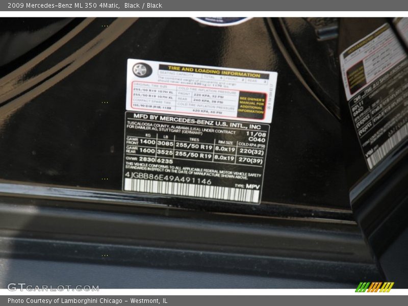 2009 ML 350 4Matic Black Color Code 040