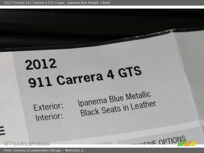 Ipanema Blue Metallic - 2012 Porsche 911 Carrera 4 GTS Coupe