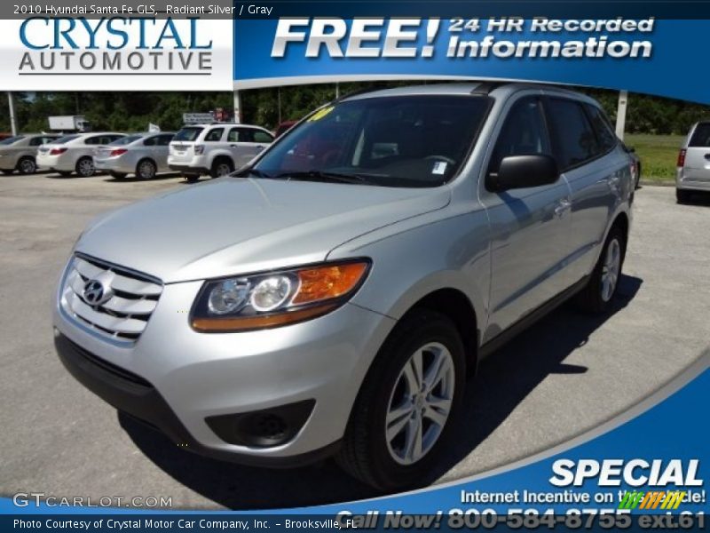 Radiant Silver / Gray 2010 Hyundai Santa Fe GLS