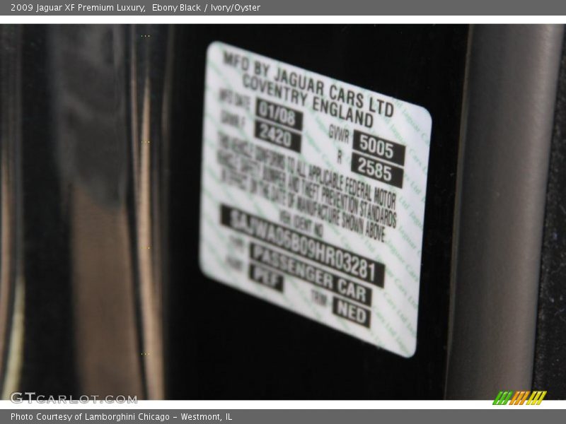 Ebony Black / Ivory/Oyster 2009 Jaguar XF Premium Luxury