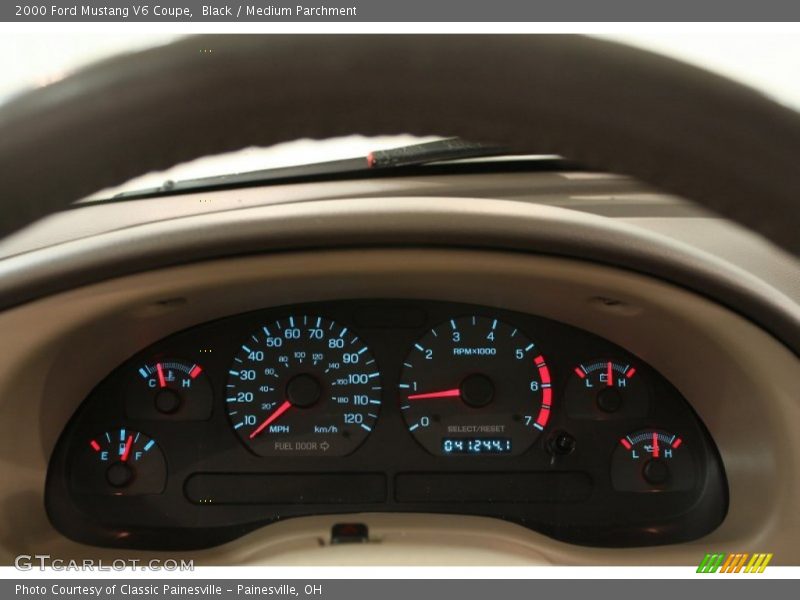 Black / Medium Parchment 2000 Ford Mustang V6 Coupe