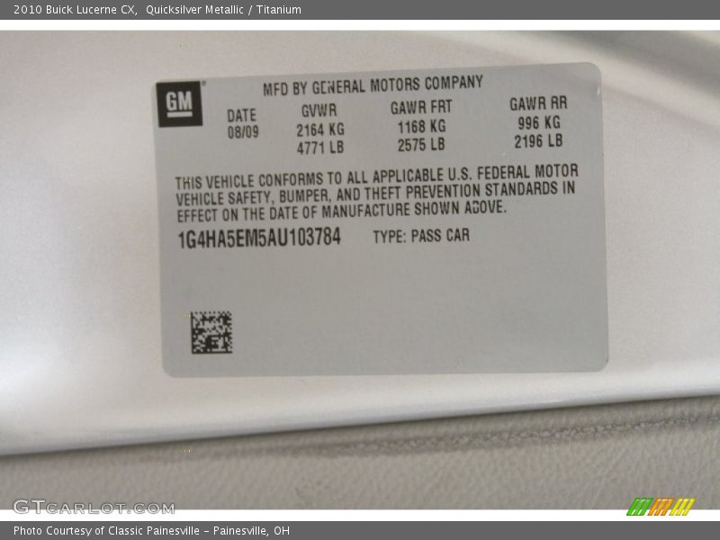 Quicksilver Metallic / Titanium 2010 Buick Lucerne CX