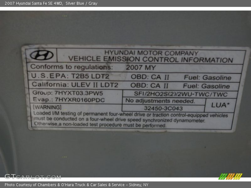 Silver Blue / Gray 2007 Hyundai Santa Fe SE 4WD