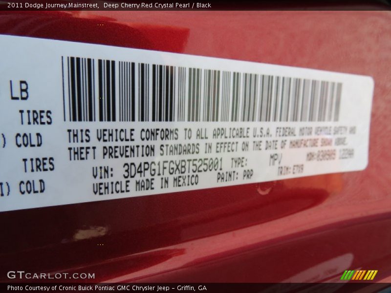 Deep Cherry Red Crystal Pearl / Black 2011 Dodge Journey Mainstreet