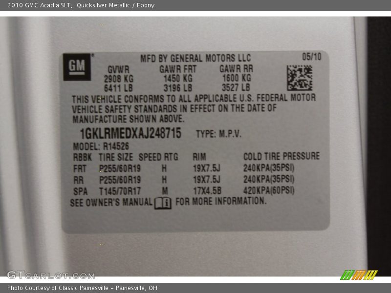 Quicksilver Metallic / Ebony 2010 GMC Acadia SLT