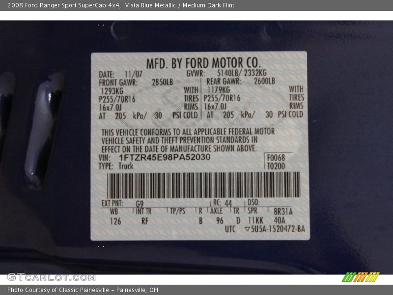 Vista Blue Metallic / Medium Dark Flint 2008 Ford Ranger Sport SuperCab 4x4