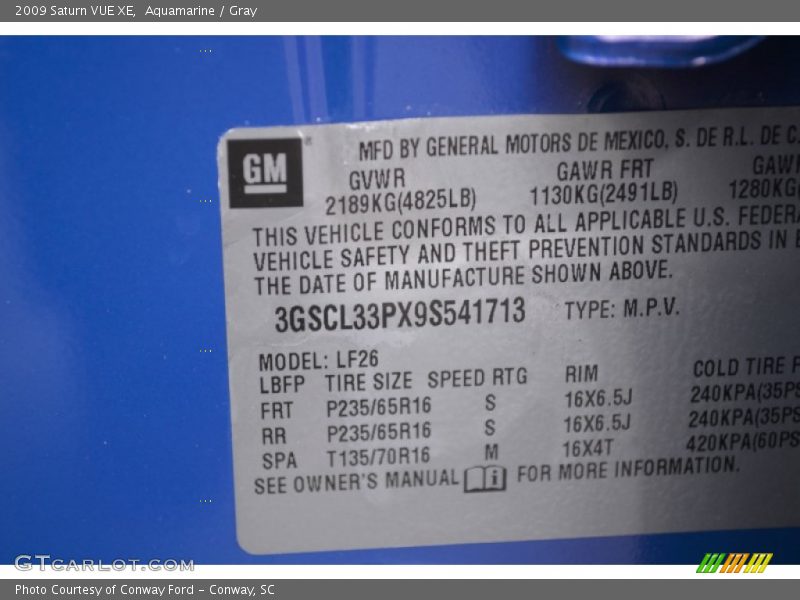 Aquamarine / Gray 2009 Saturn VUE XE