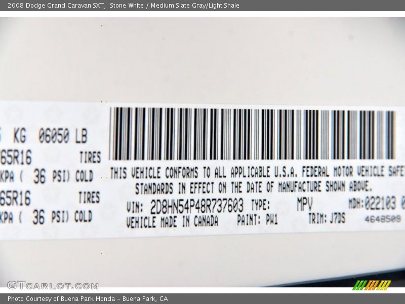 Stone White / Medium Slate Gray/Light Shale 2008 Dodge Grand Caravan SXT