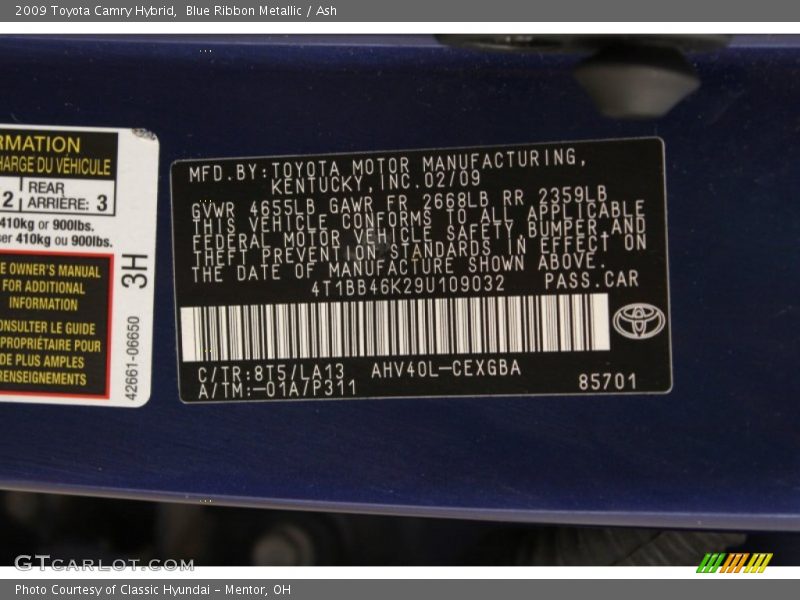 Blue Ribbon Metallic / Ash 2009 Toyota Camry Hybrid