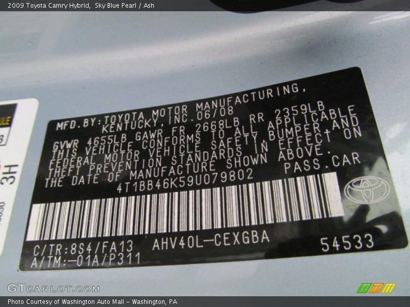 Sky Blue Pearl / Ash 2009 Toyota Camry Hybrid