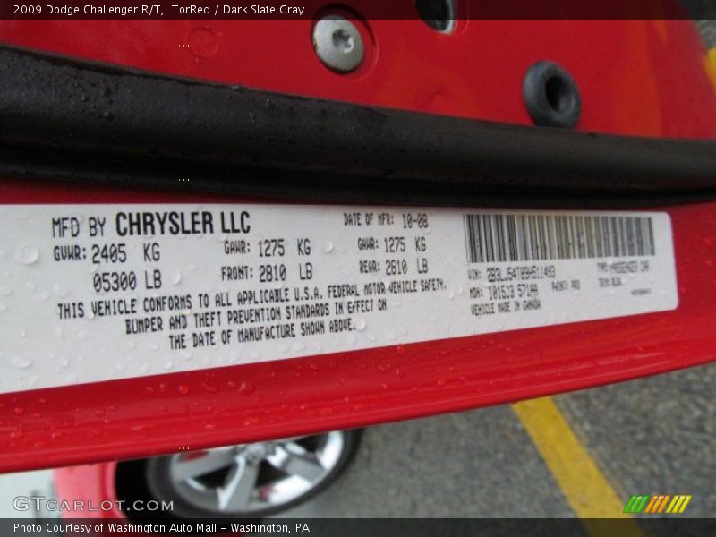 TorRed / Dark Slate Gray 2009 Dodge Challenger R/T