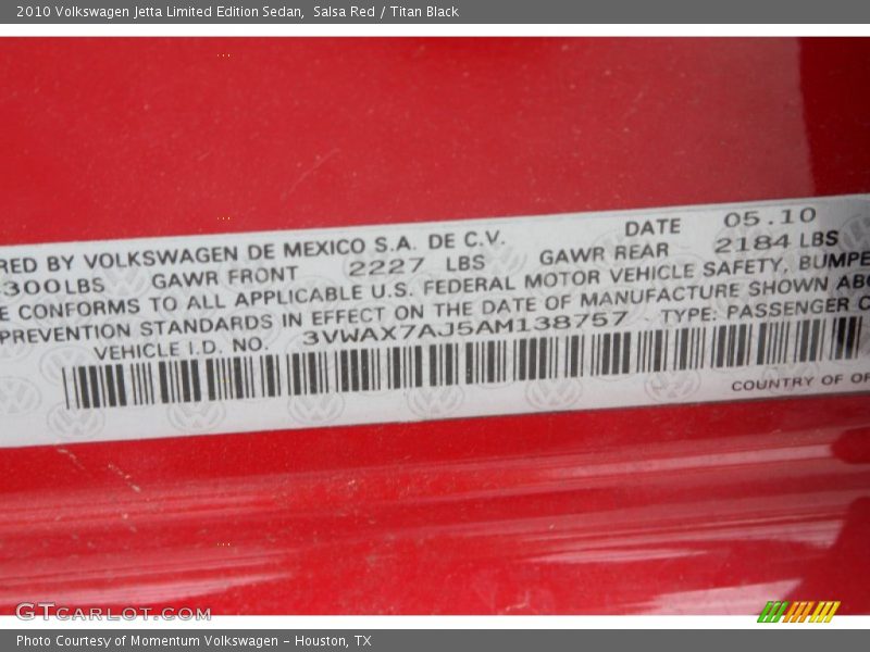 Salsa Red / Titan Black 2010 Volkswagen Jetta Limited Edition Sedan