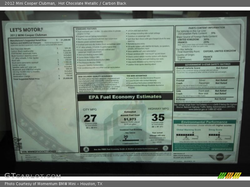Hot Chocolate Metallic / Carbon Black 2012 Mini Cooper Clubman