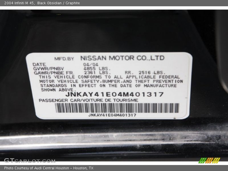 Black Obsidian / Graphite 2004 Infiniti M 45