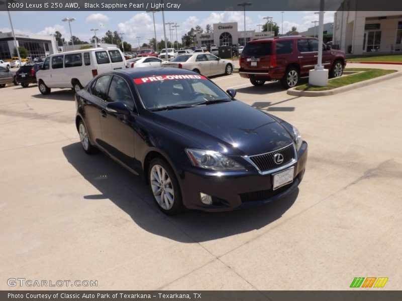 Black Sapphire Pearl / Light Gray 2009 Lexus IS 250 AWD
