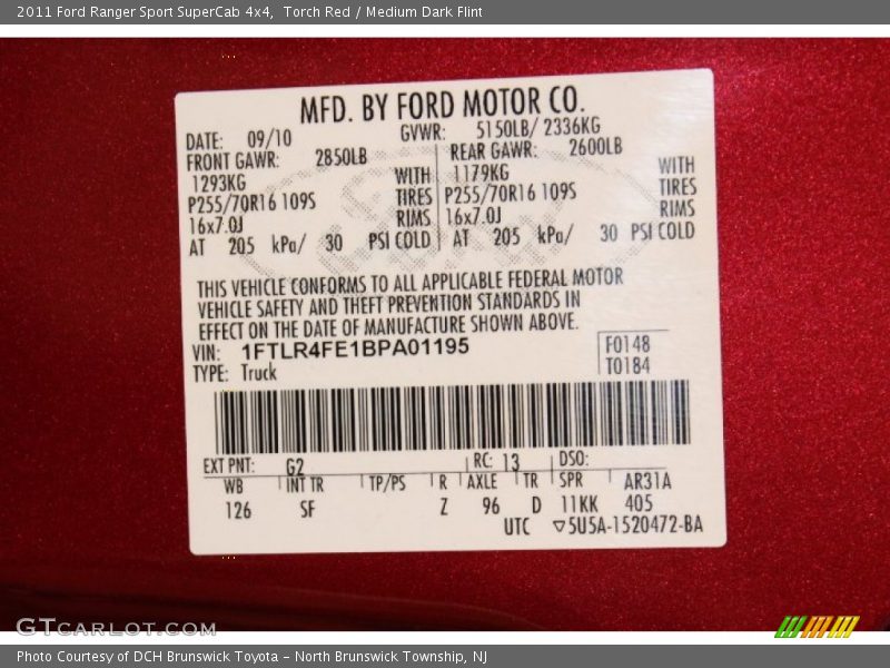 Torch Red / Medium Dark Flint 2011 Ford Ranger Sport SuperCab 4x4
