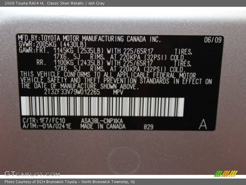 Classic Silver Metallic / Ash Gray 2009 Toyota RAV4 I4