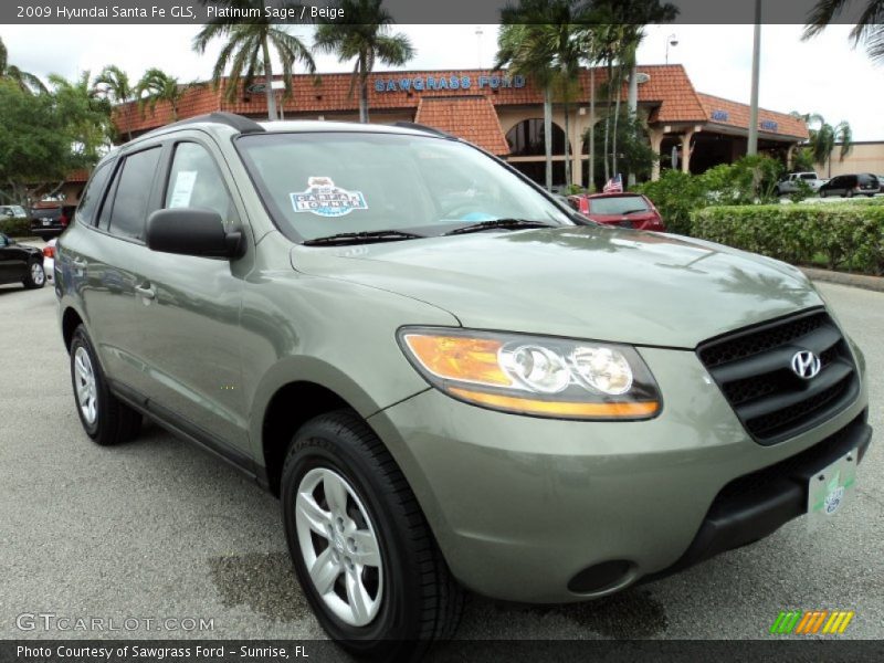 Platinum Sage / Beige 2009 Hyundai Santa Fe GLS