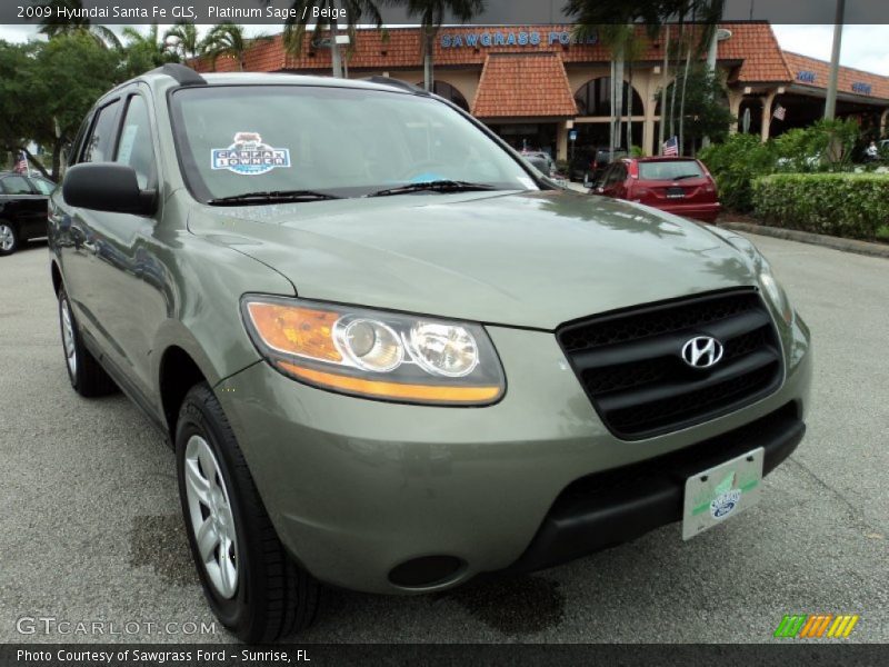 Platinum Sage / Beige 2009 Hyundai Santa Fe GLS