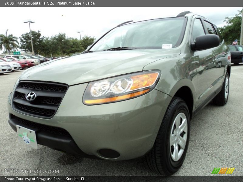 Platinum Sage / Beige 2009 Hyundai Santa Fe GLS