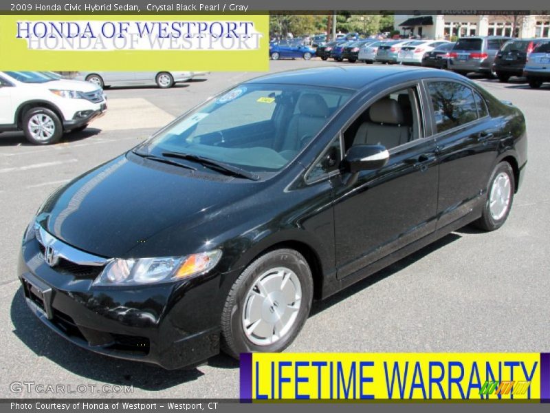 Crystal Black Pearl / Gray 2009 Honda Civic Hybrid Sedan