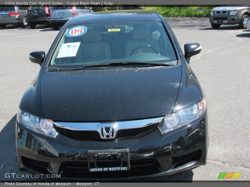 Crystal Black Pearl / Gray 2009 Honda Civic Hybrid Sedan