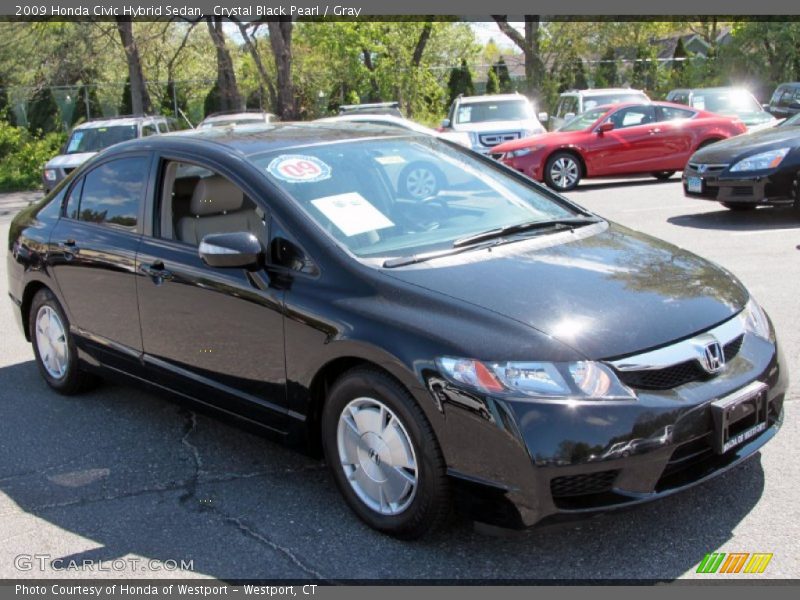 Crystal Black Pearl / Gray 2009 Honda Civic Hybrid Sedan