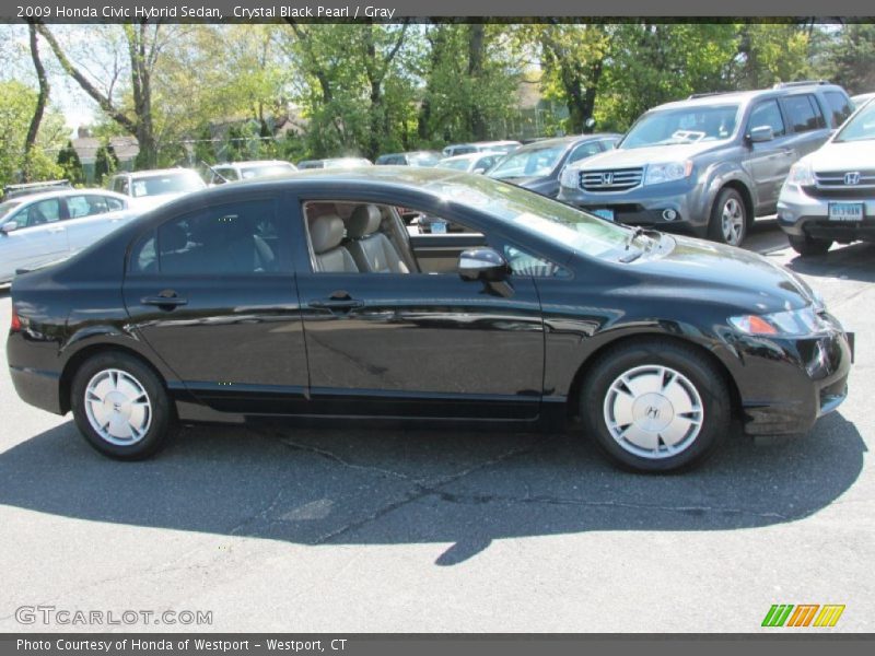 Crystal Black Pearl / Gray 2009 Honda Civic Hybrid Sedan