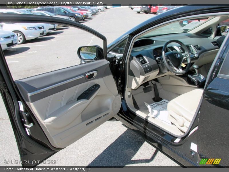Crystal Black Pearl / Gray 2009 Honda Civic Hybrid Sedan
