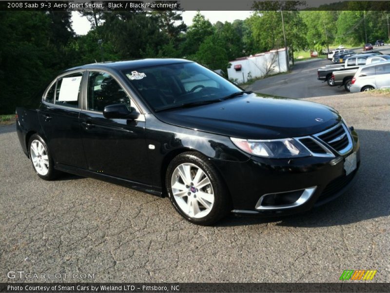 Black / Black/Parchment 2008 Saab 9-3 Aero Sport Sedan