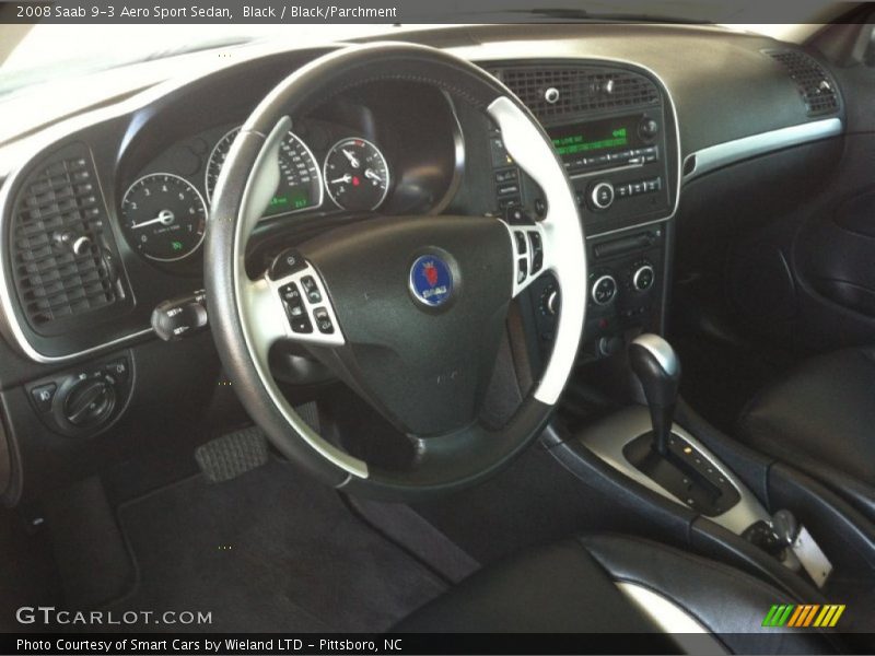 Black / Black/Parchment 2008 Saab 9-3 Aero Sport Sedan