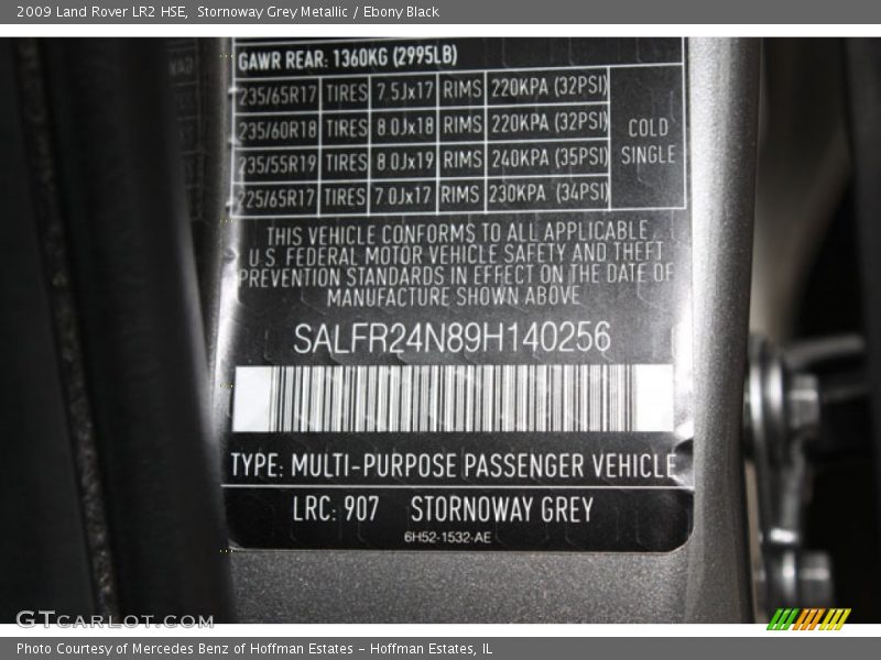 Stornoway Grey Metallic / Ebony Black 2009 Land Rover LR2 HSE