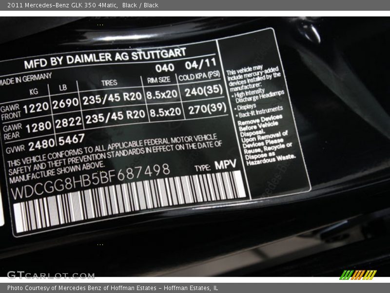 Black / Black 2011 Mercedes-Benz GLK 350 4Matic