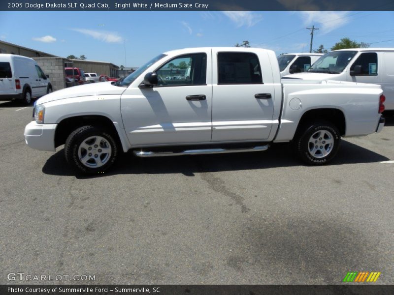 Bright White / Medium Slate Gray 2005 Dodge Dakota SLT Quad Cab