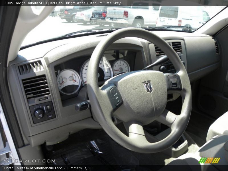 Bright White / Medium Slate Gray 2005 Dodge Dakota SLT Quad Cab