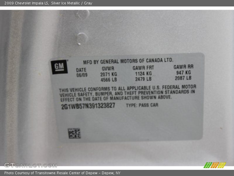 Silver Ice Metallic / Gray 2009 Chevrolet Impala LS