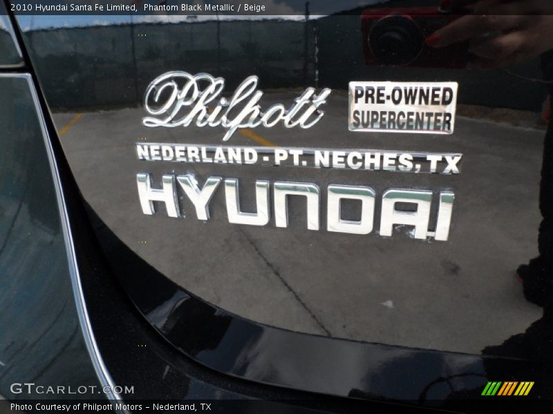 Phantom Black Metallic / Beige 2010 Hyundai Santa Fe Limited