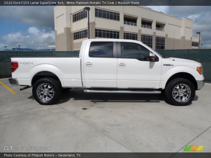 White Platinum Metallic Tri Coat / Medium Stone 2010 Ford F150 Lariat SuperCrew 4x4