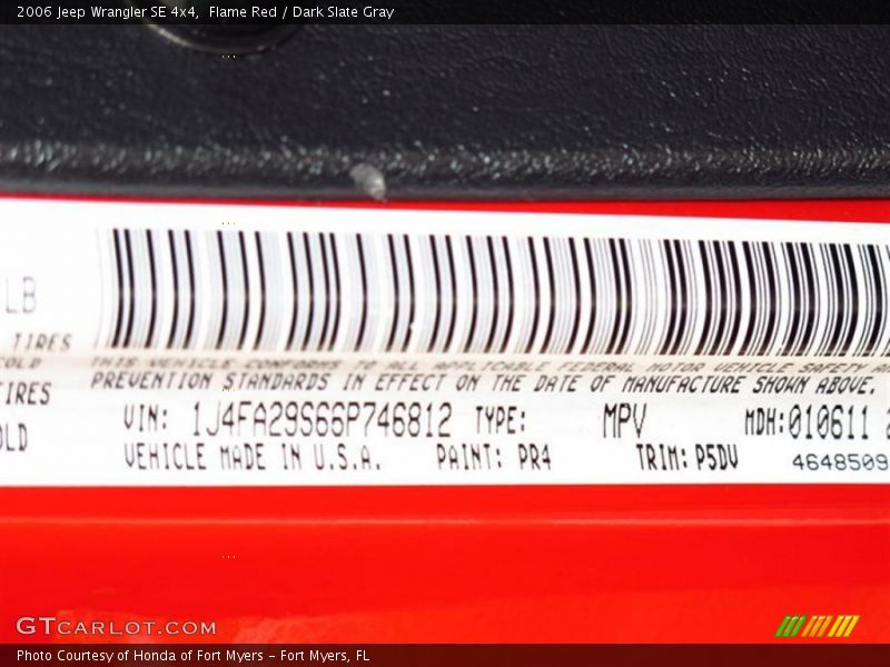 Flame Red / Dark Slate Gray 2006 Jeep Wrangler SE 4x4