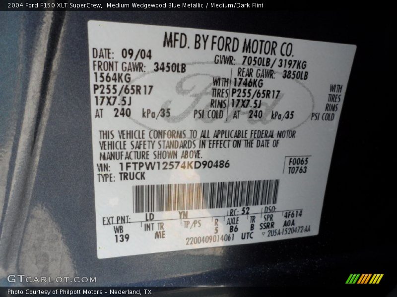 Medium Wedgewood Blue Metallic / Medium/Dark Flint 2004 Ford F150 XLT SuperCrew