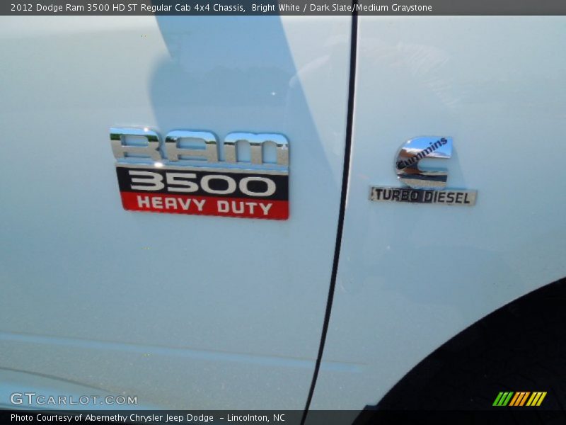 Bright White / Dark Slate/Medium Graystone 2012 Dodge Ram 3500 HD ST Regular Cab 4x4 Chassis