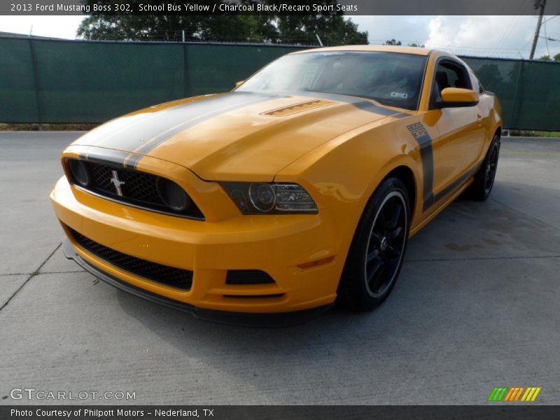 School Bus Yellow / Charcoal Black/Recaro Sport Seats 2013 Ford Mustang Boss 302