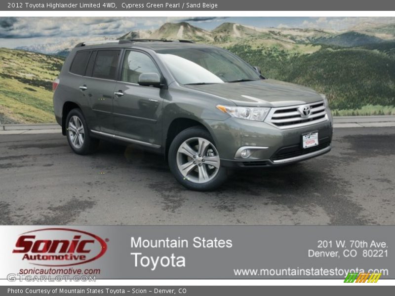 Cypress Green Pearl / Sand Beige 2012 Toyota Highlander Limited 4WD