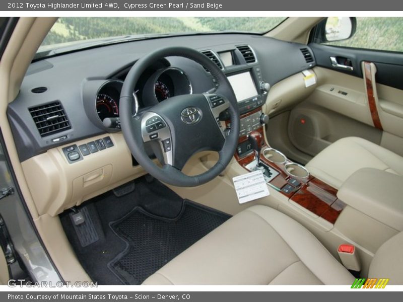 Cypress Green Pearl / Sand Beige 2012 Toyota Highlander Limited 4WD