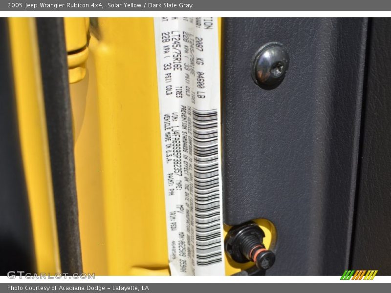 Solar Yellow / Dark Slate Gray 2005 Jeep Wrangler Rubicon 4x4