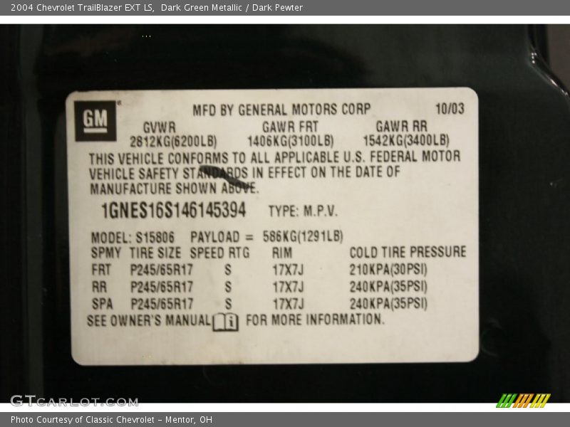 Dark Green Metallic / Dark Pewter 2004 Chevrolet TrailBlazer EXT LS